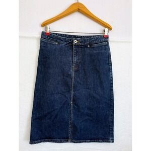VTG y2k GAP Denim Mid Skirt Front Slit Low-Mid Rise size 6 Retro Basic Staple